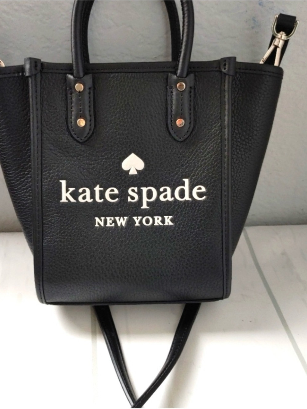 kate spade Black Pebbled Leather Mini Tote - kate spade New York